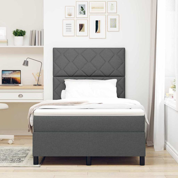Box spring seng med LED-lysstrimler Mørkegrå 120 x 200 cm Stof