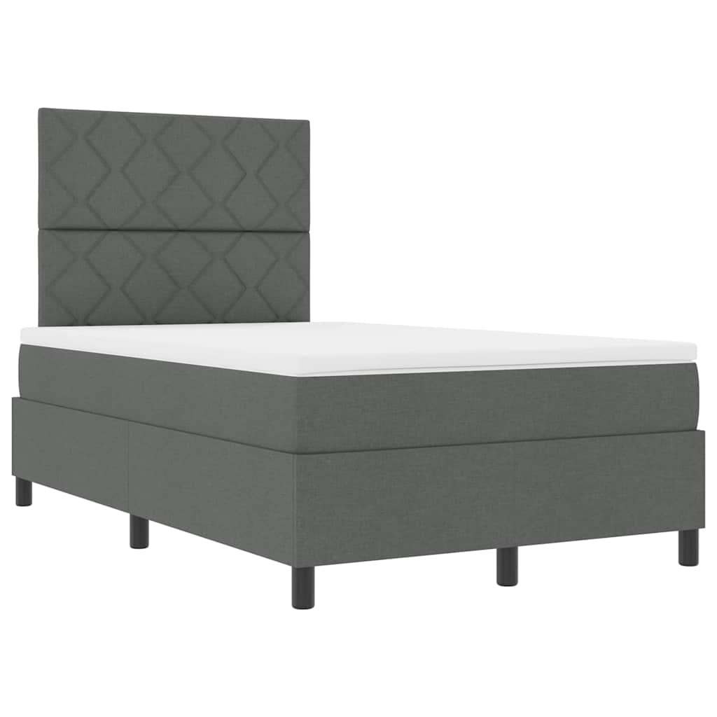 Box spring seng med LED-lysstrimler Mørkegrå 120 x 200 cm Stof
