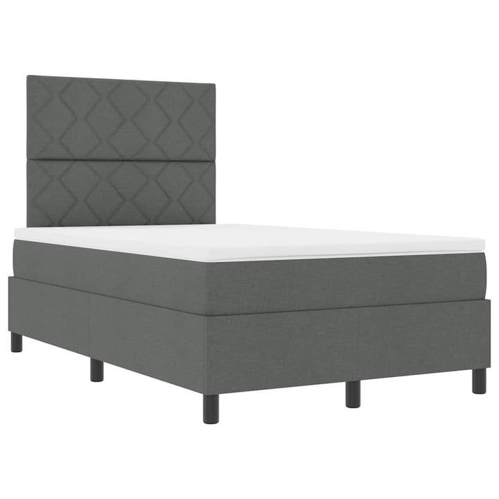 Box spring seng med LED-lysstrimler Mørkegrå 120 x 200 cm Stof