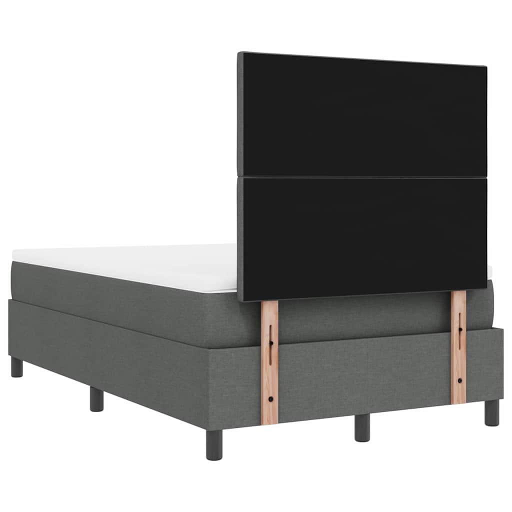 Box spring seng med LED-lysstrimler Mørkegrå 120 x 200 cm Stof