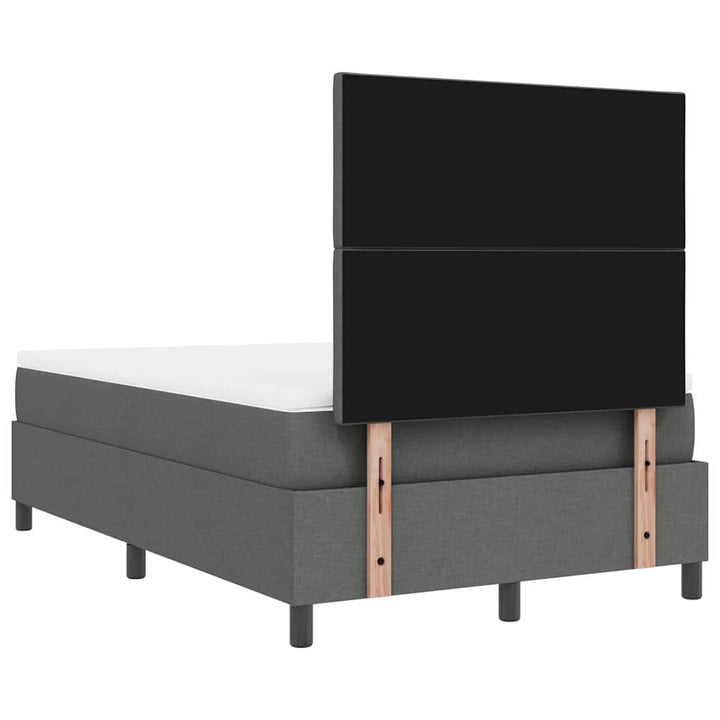 Box spring seng med LED-lysstrimler Mørkegrå 120 x 200 cm Stof