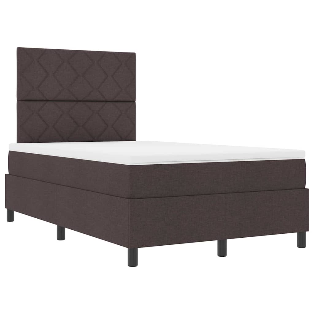Box spring seng med madras med LED Mørkebrun 120 x 200 cm Stof