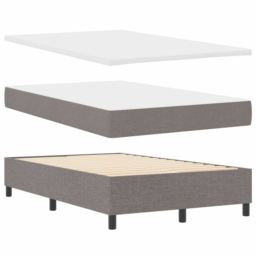 Box spring seng med LED-lysstrimler Gråbrun 120 x 200 cm Stof
