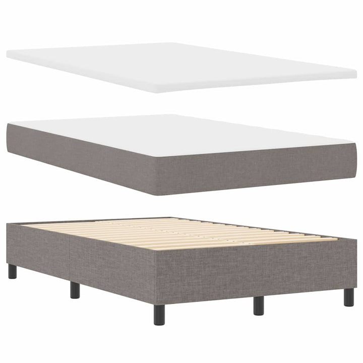 Box spring seng med LED-lysstrimler Gråbrun 120 x 200 cm Stof