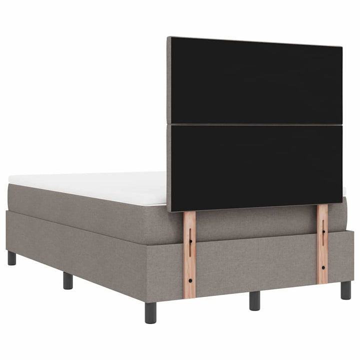 Box spring seng med LED-lysstrimler Gråbrun 120 x 200 cm Stof
