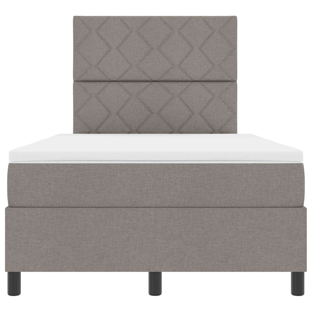 Box spring seng med LED-lysstrimler Gråbrun 120 x 200 cm Stof