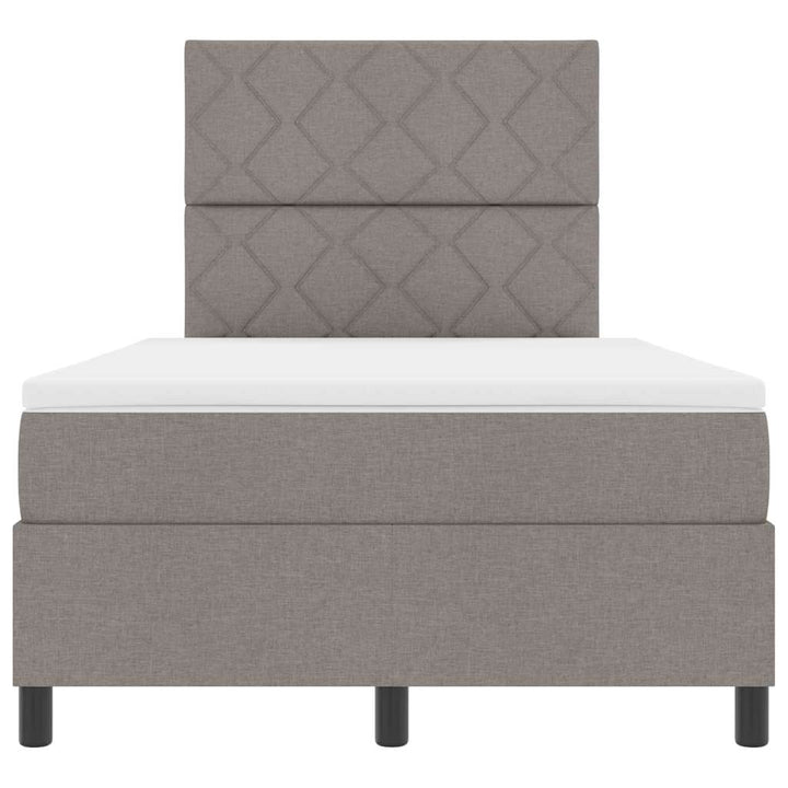 Box spring seng med LED-lysstrimler Gråbrun 120 x 200 cm Stof