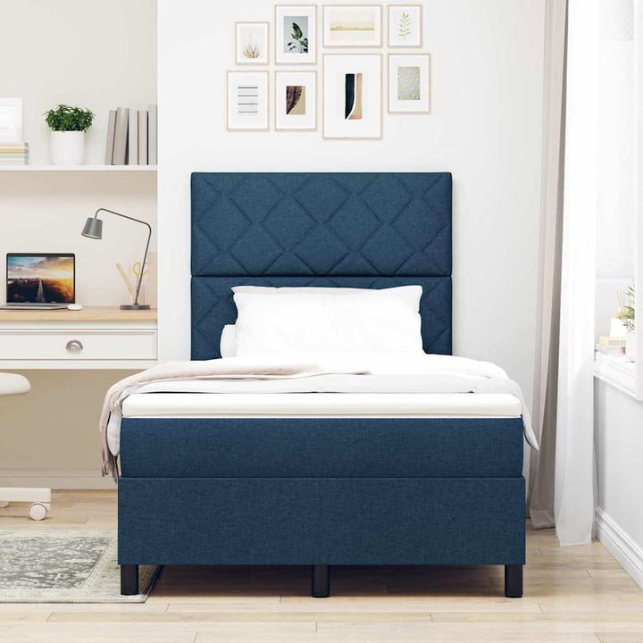 Box spring seng med madras med LED Blå 120 x 200 cm Stof
