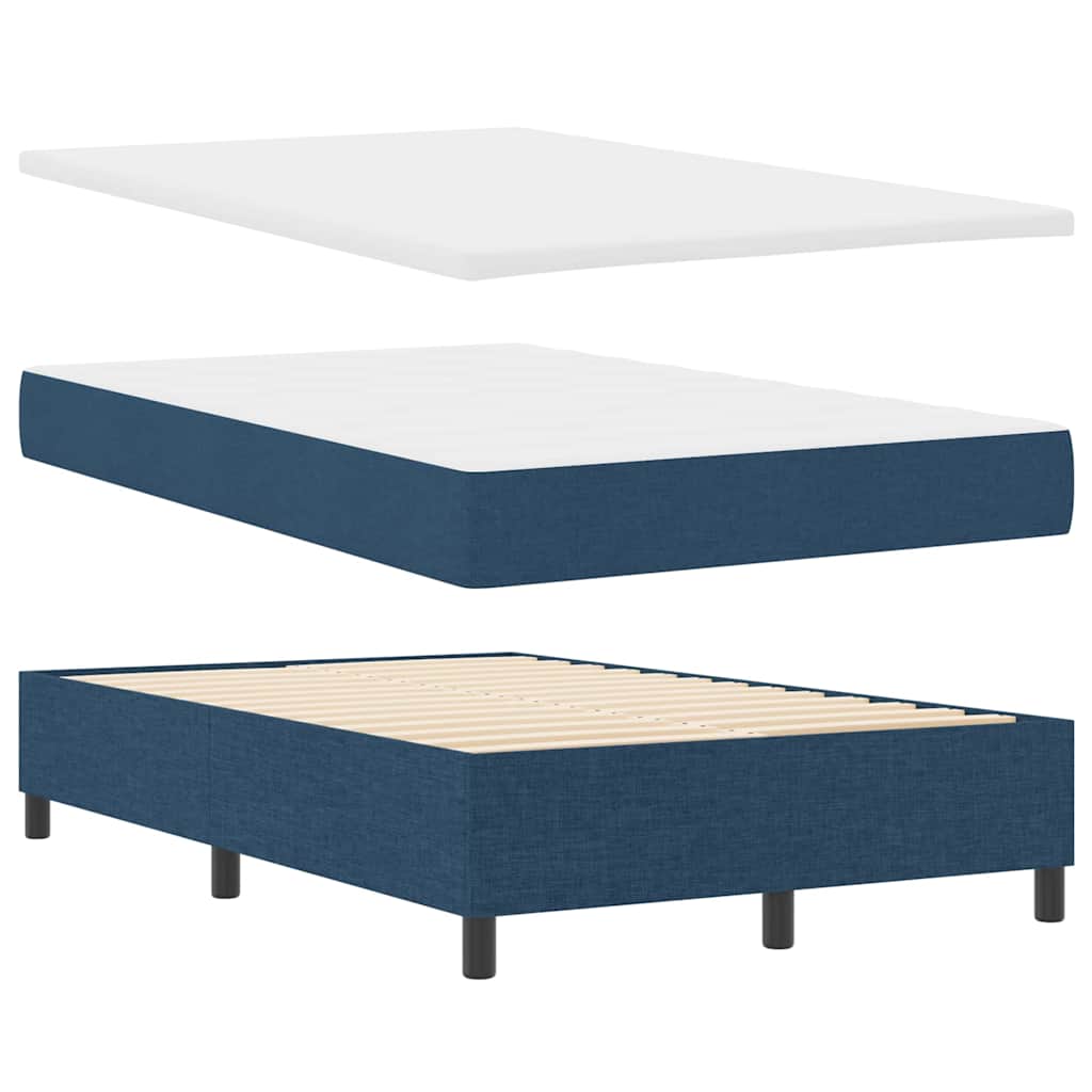 Box spring seng med madras med LED Blå 120 x 200 cm Stof