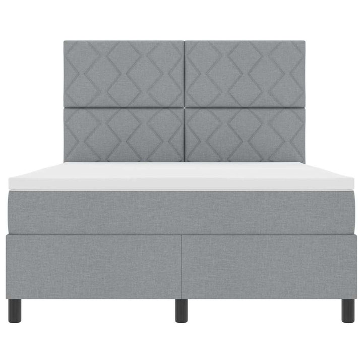 Box spring seng med LED-lysstrimler Lysegrå 140 x 190 cm Stof