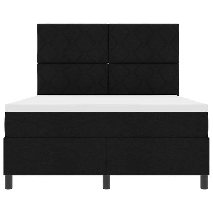 Box spring seng med LED-lysstrimler Sort 140 x 190 cm Stof