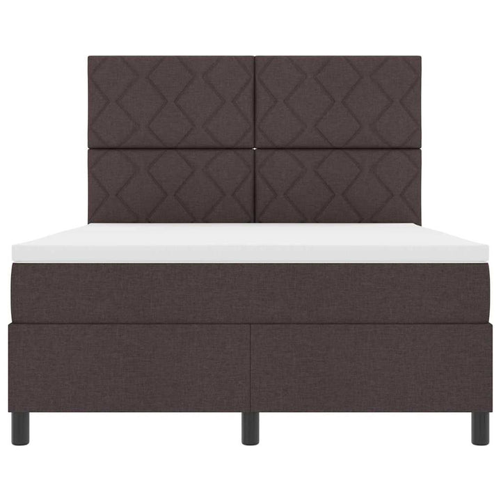 Box spring seng med LED-lysstrimler Mørkebrun 140 x 190 cm Stof