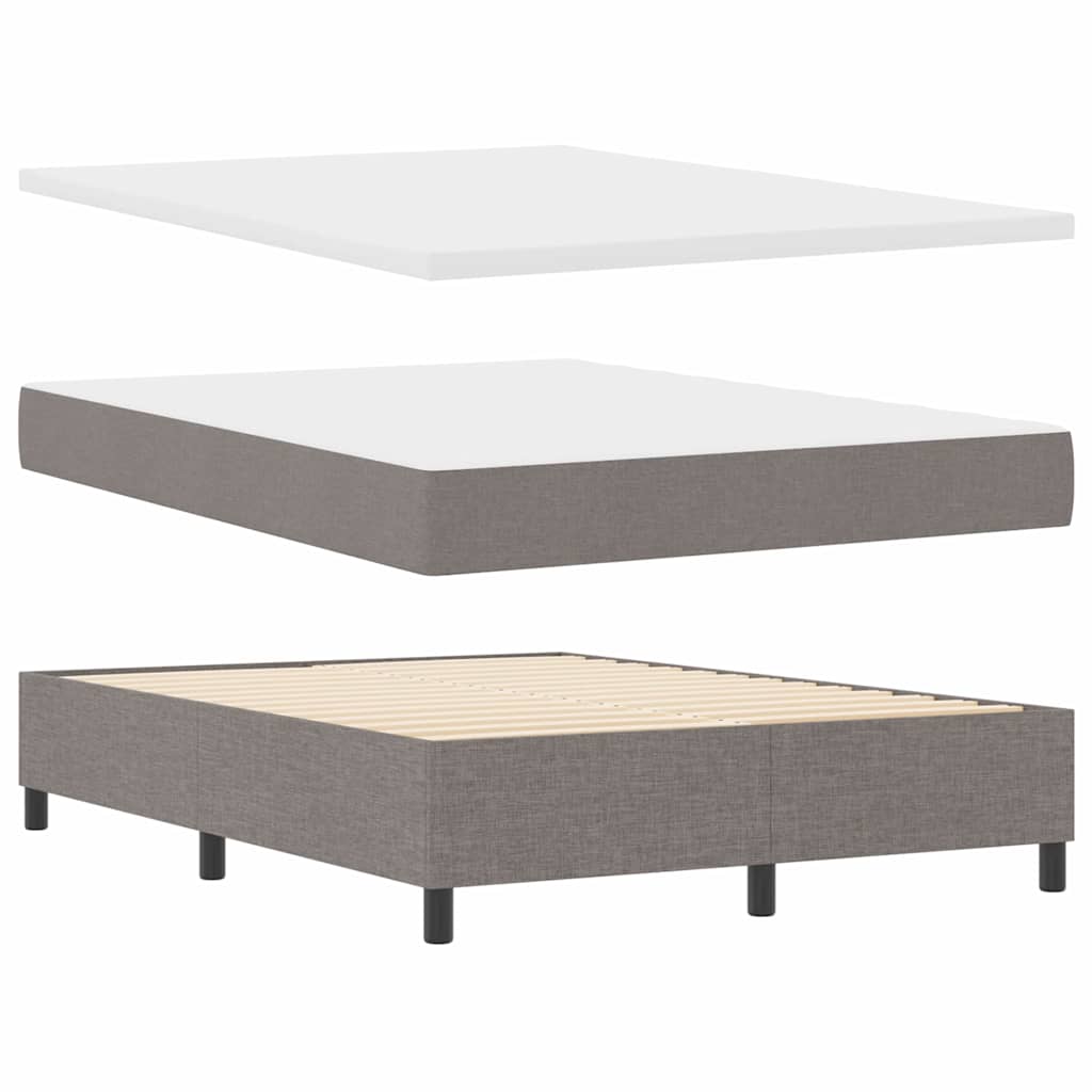 Box spring seng med LED-lysstrimler Gråbrun 140 x 190 cm Stof