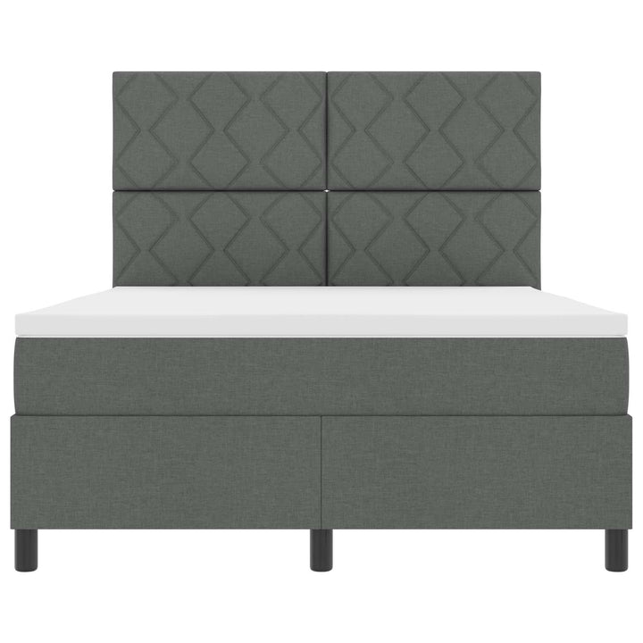 Box spring seng med LED-lysstrimler Mørkegrå 160 x 200 cm Stof