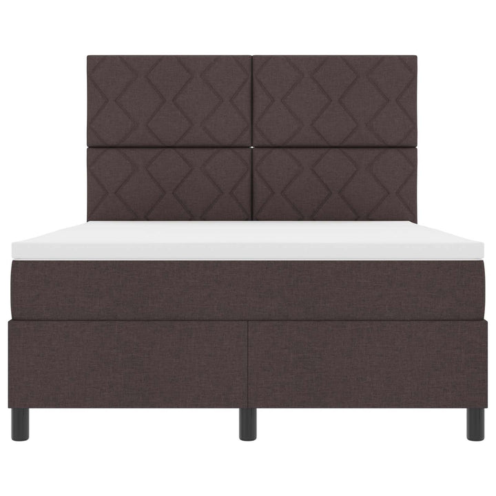 Box spring seng med LED-lysstrimler Mørkebrun 160 x 200 cm Stof