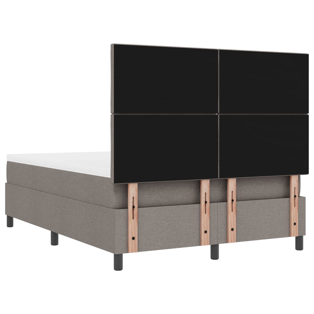 Box spring seng med madras med LED Gråbrun 160 x 200 cm Stof