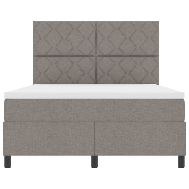 Box spring seng med madras med LED Gråbrun 160 x 200 cm Stof