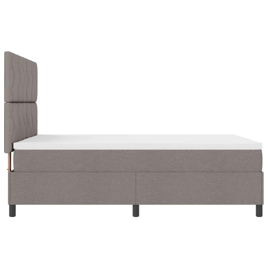 Box spring seng med madras med LED Gråbrun 160 x 200 cm Stof