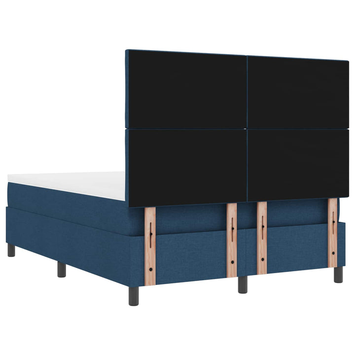 Box spring seng med LED-lysstrimler Blå 160 x 200 cm Stof