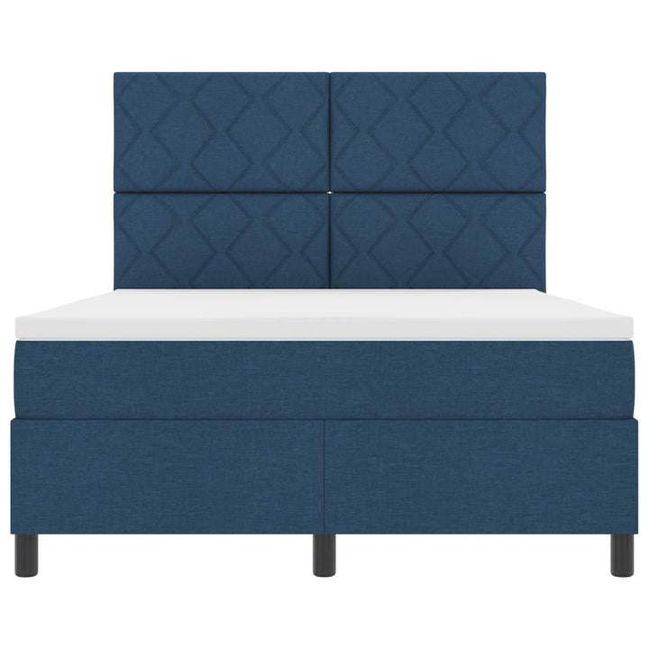 Box spring seng med LED-lysstrimler Blå 160 x 200 cm Stof