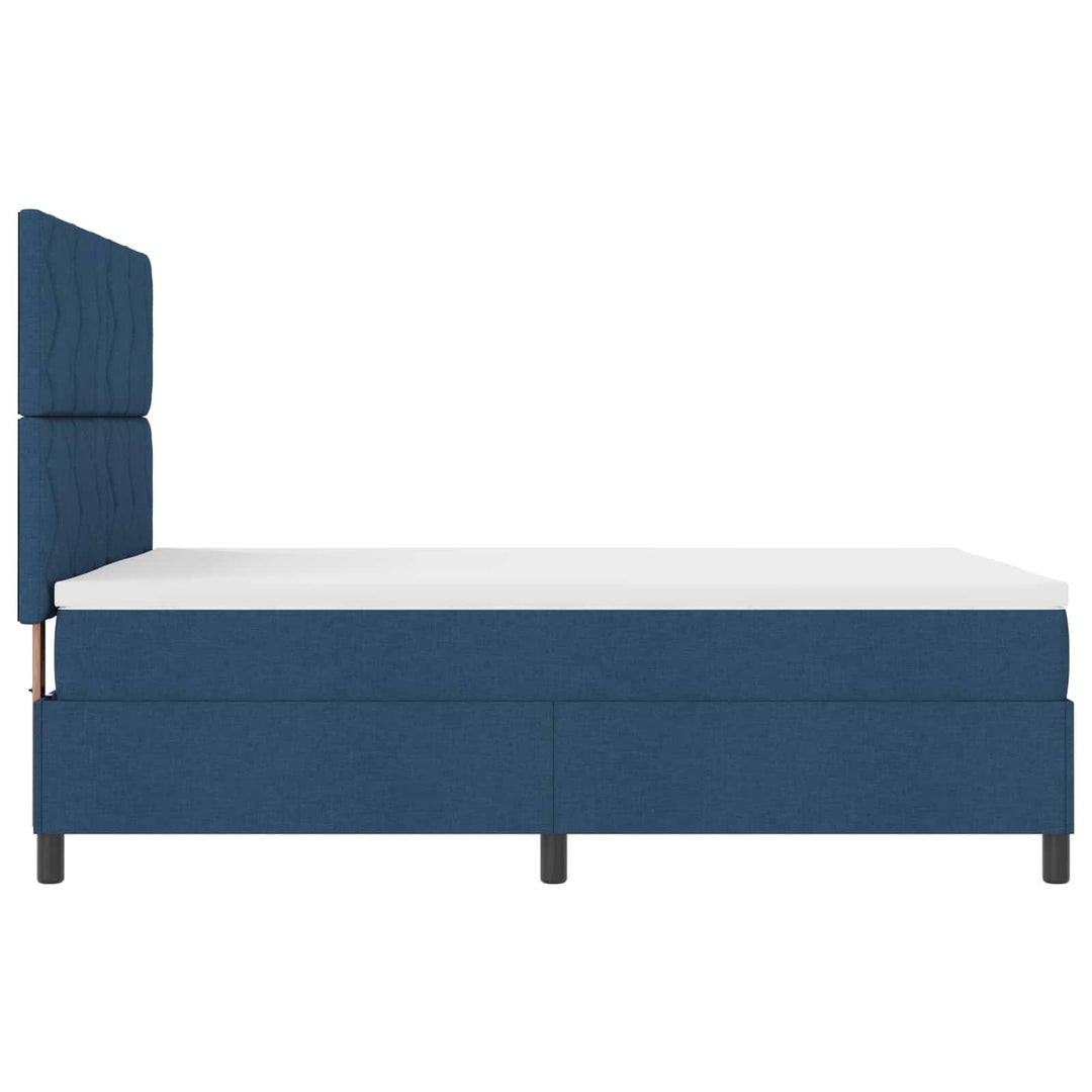 Box spring seng med LED-lysstrimler Blå 160 x 200 cm Stof