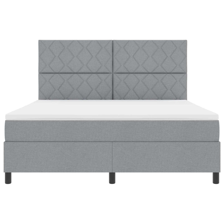 Box spring seng med LED-lysstrimler Lysegrå 180 x 200 cm Stof