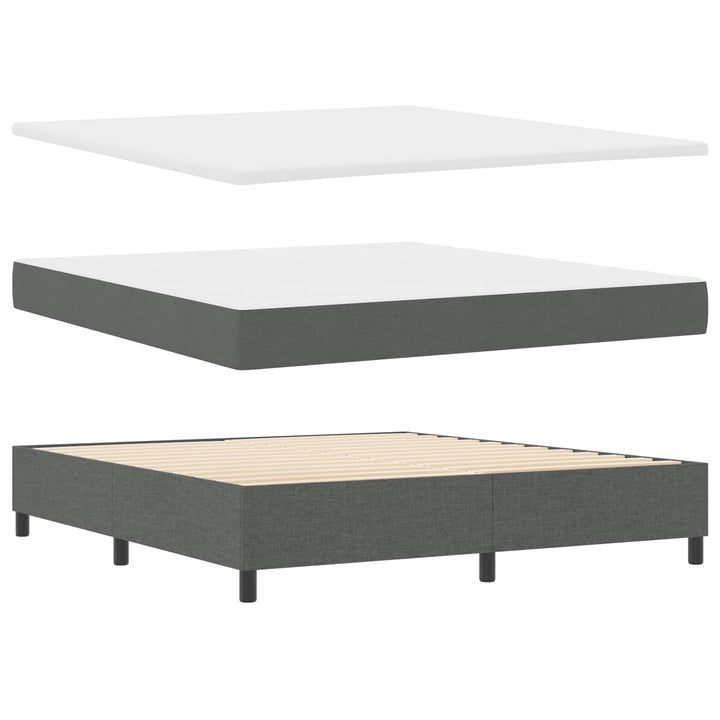 Box spring seng med LED-lysstrimler Mørkegrå 180 x 200 cm Stof