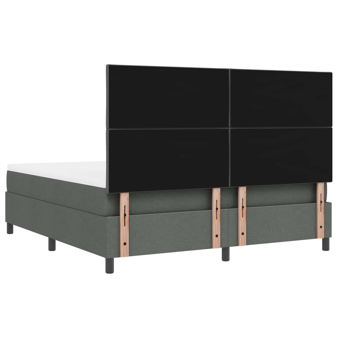 Box spring seng med LED-lysstrimler Mørkegrå 180 x 200 cm Stof
