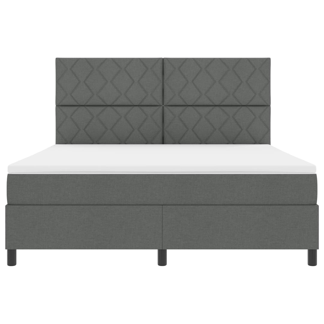 Box spring seng med LED-lysstrimler Mørkegrå 180 x 200 cm Stof