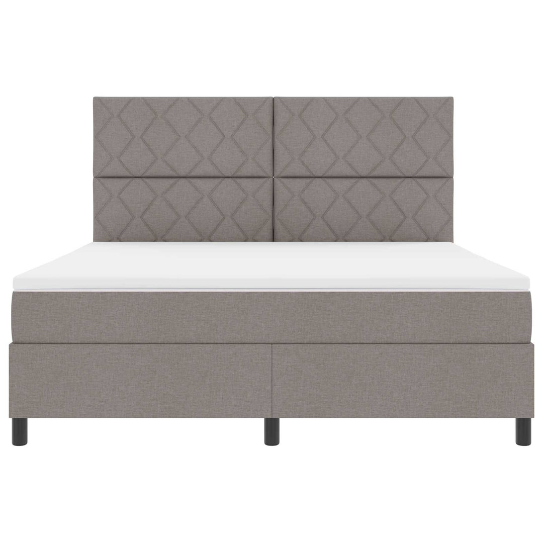 Box spring seng med LED-lysstrimler Gråbrun 180 x 200 cm Stof