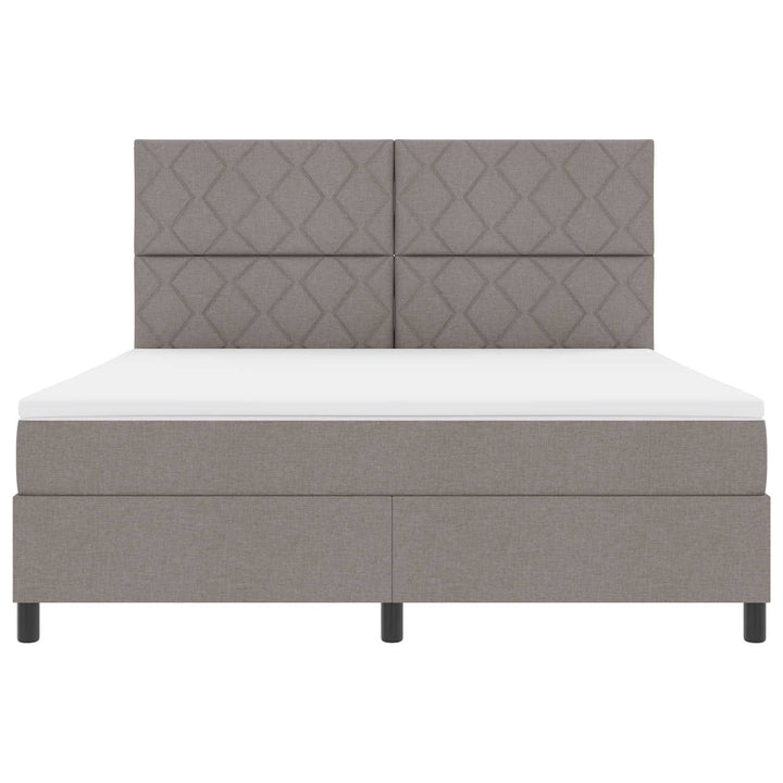 Box spring seng med LED-lysstrimler Gråbrun 180 x 200 cm Stof