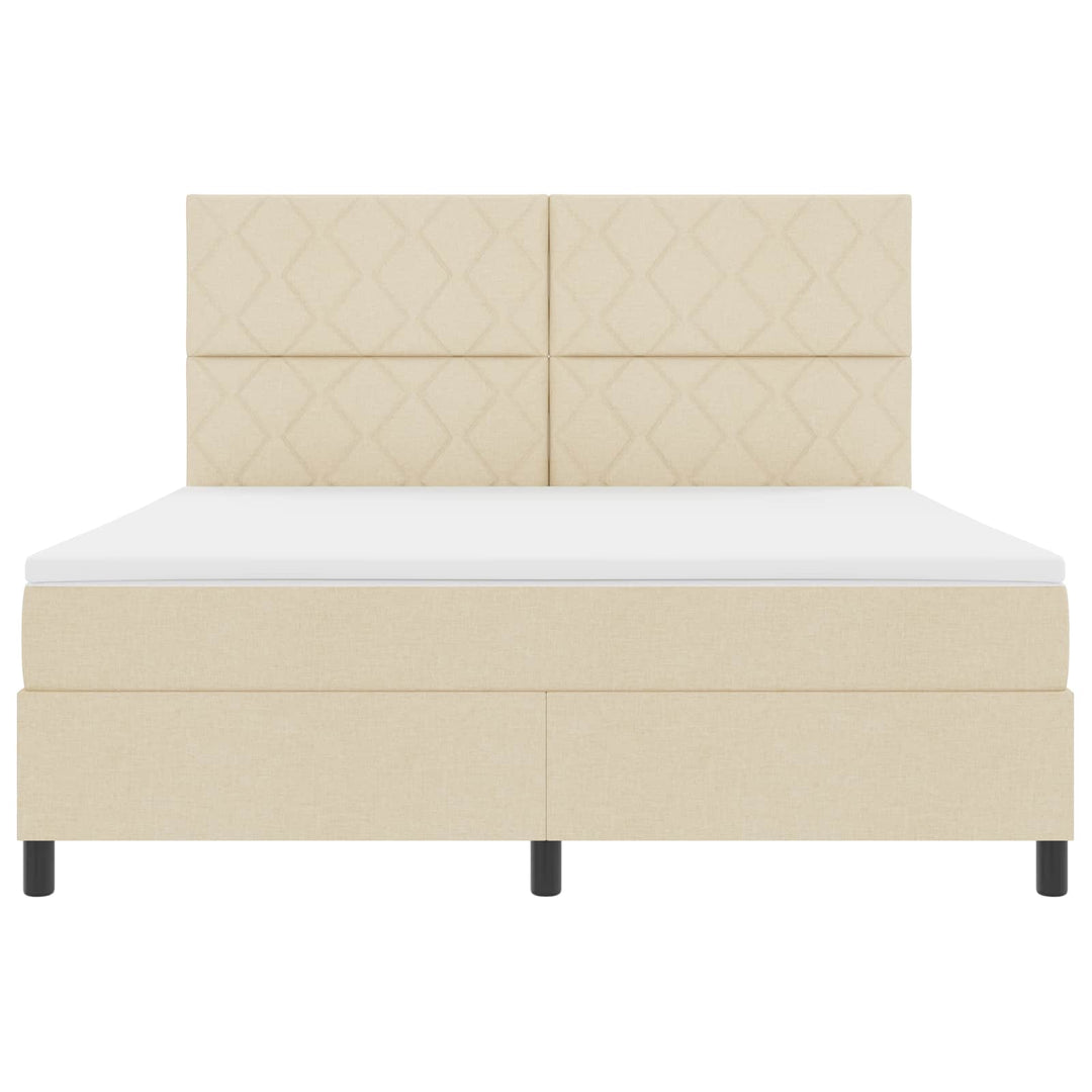 Box spring seng med LED-lysstrimler Creme 180 x 200 cm Stof