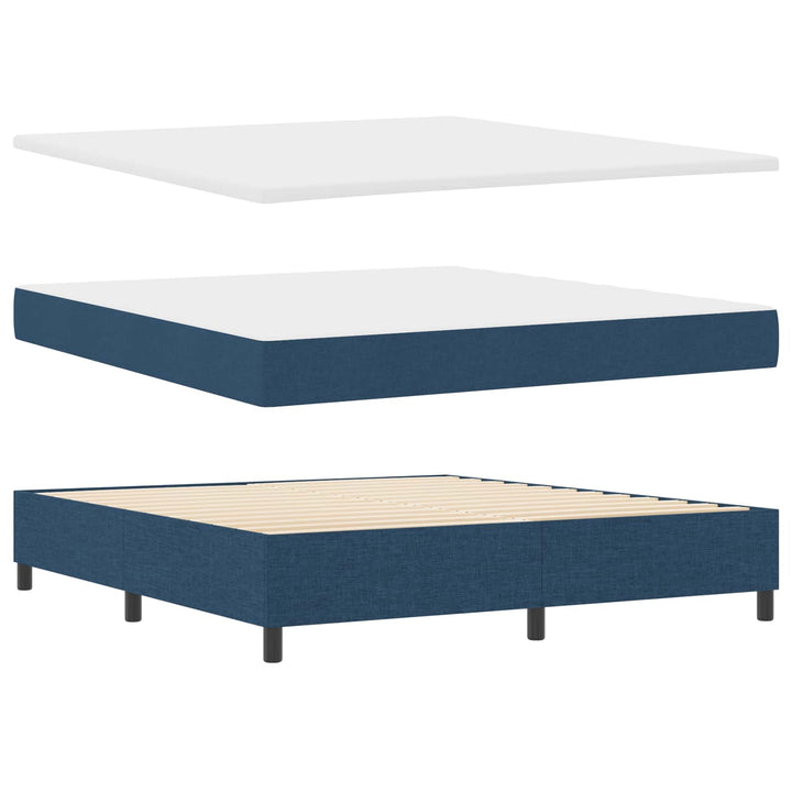 Box spring seng med LED-lysstrimler Blå 180 x 200 cm Stof