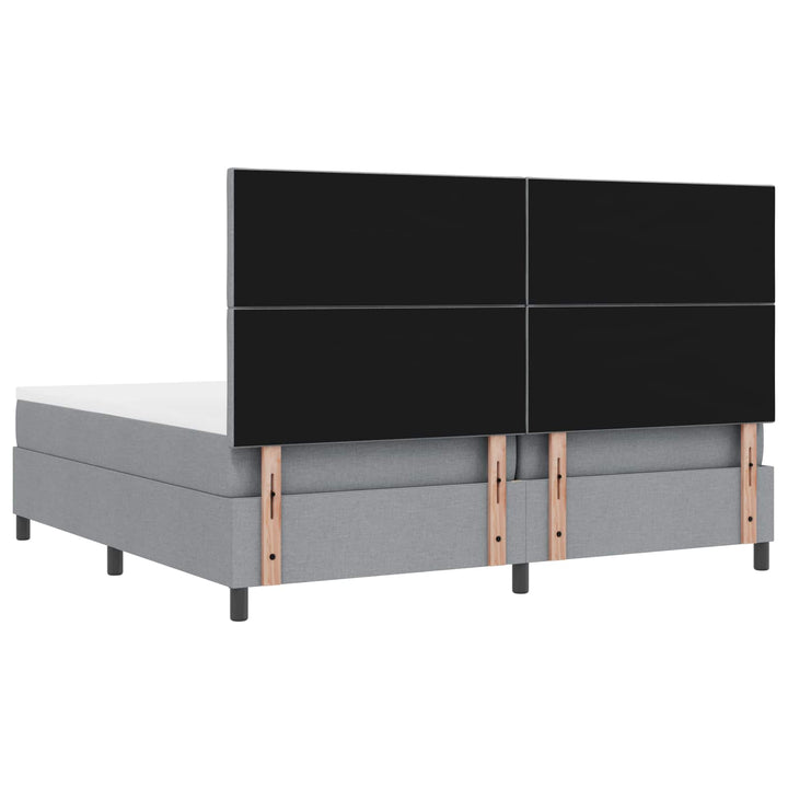 Box spring seng med LED-lysstrimler Lysegrå 200 x 200 cm Stof
