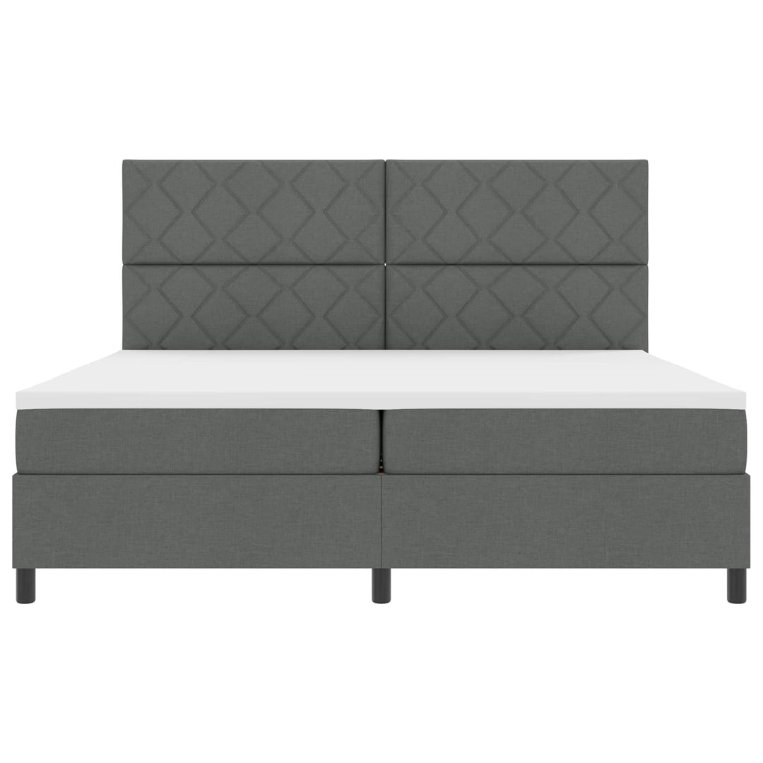 Box spring seng med LED-lysstrimler Mørkegrå 200 x 200 cm Stof