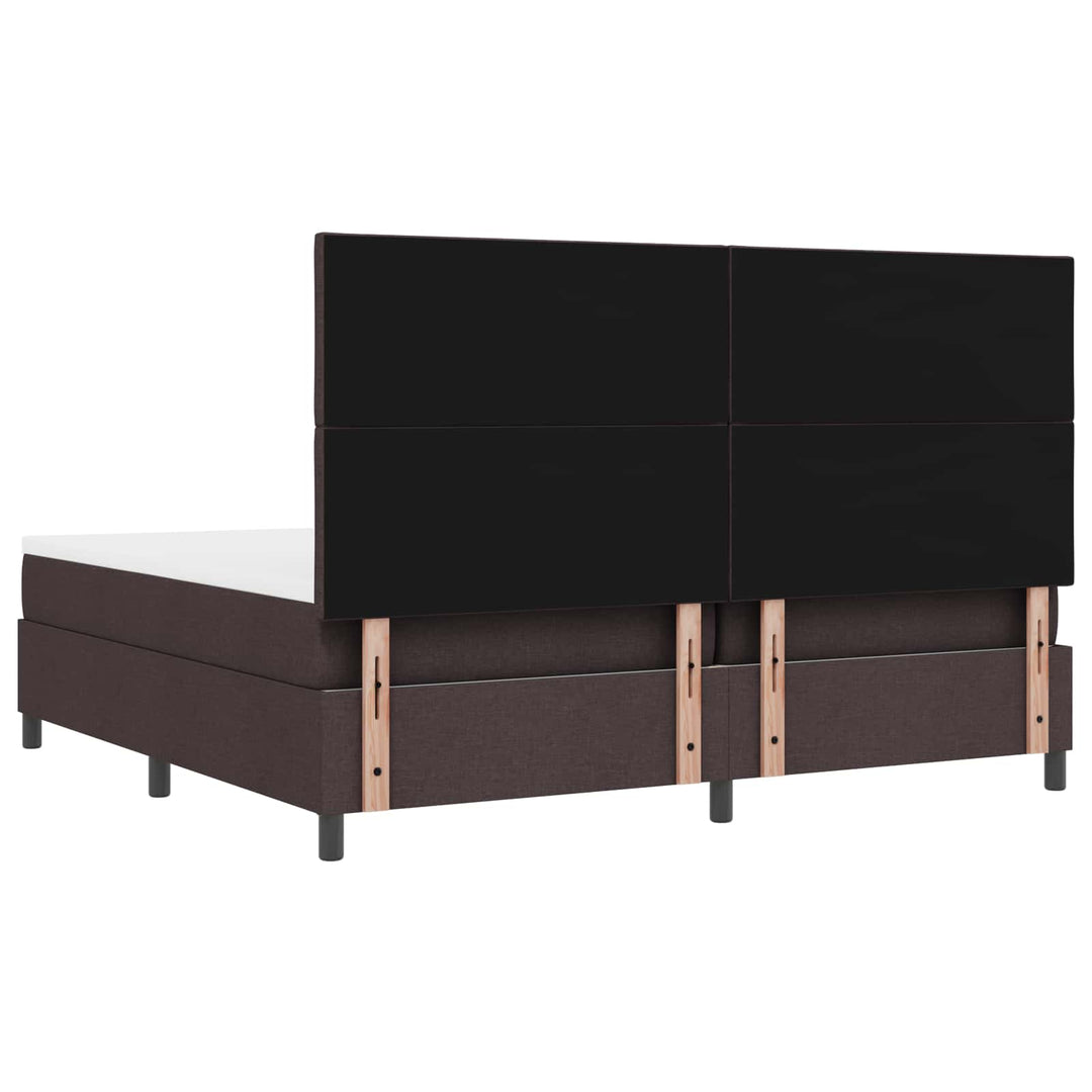 Box spring seng med madras med LED Mørkebrun 200 x 200 cm Stof