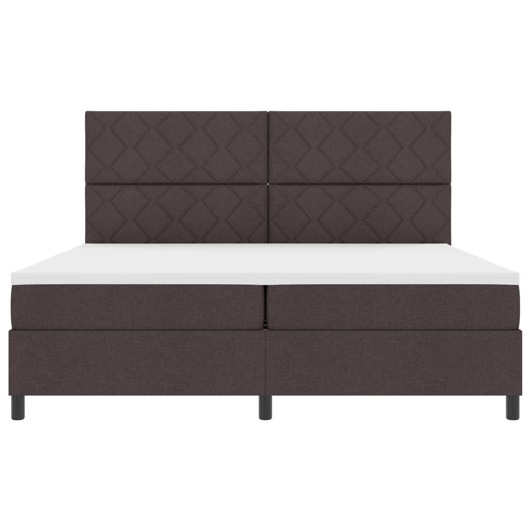 Box spring seng med madras med LED Mørkebrun 200 x 200 cm Stof