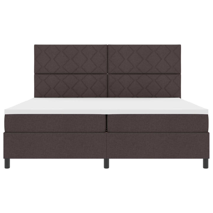 Box spring seng med madras med LED Mørkebrun 200 x 200 cm Stof