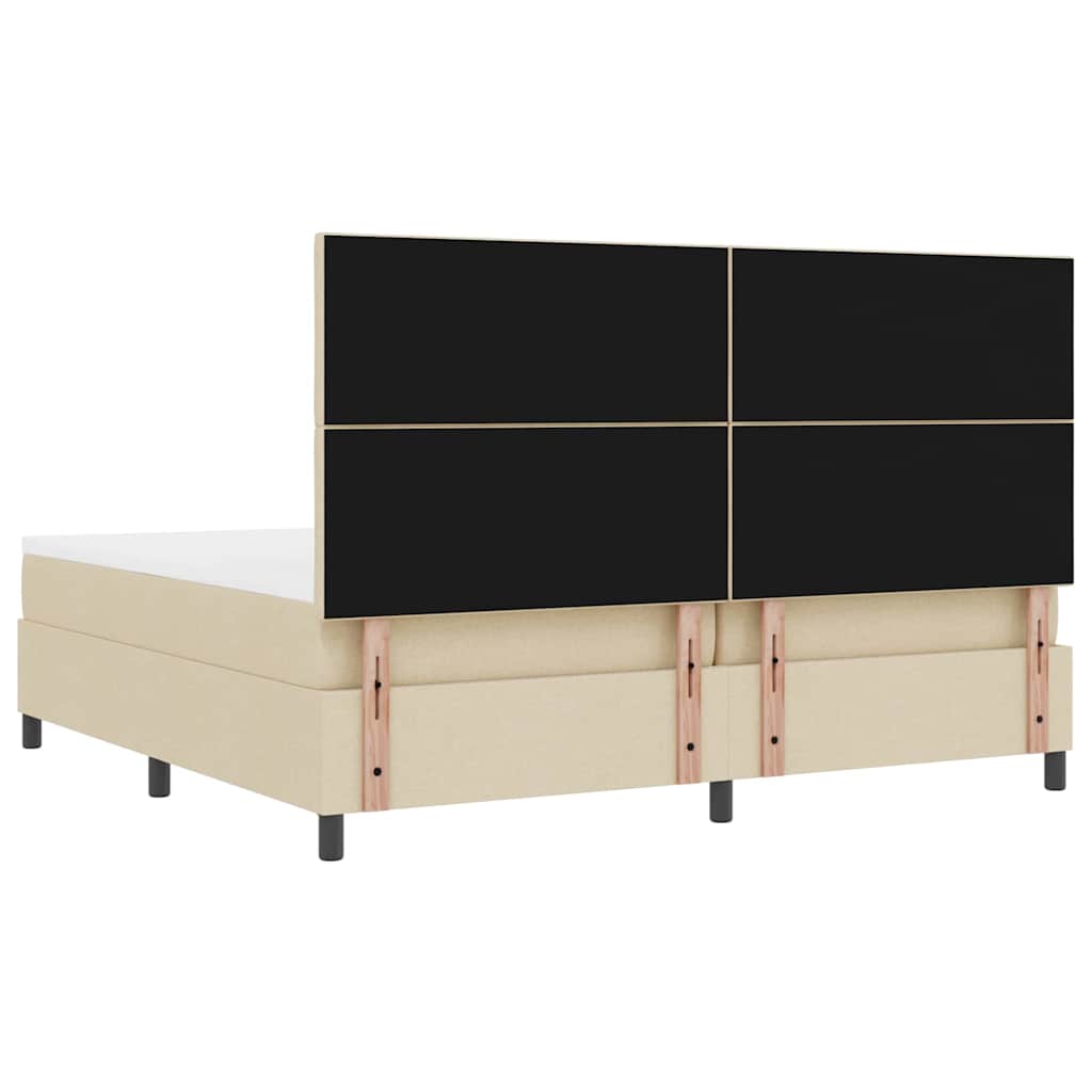 Box spring seng med madras med LED Creme 200 x 200 cm Stof