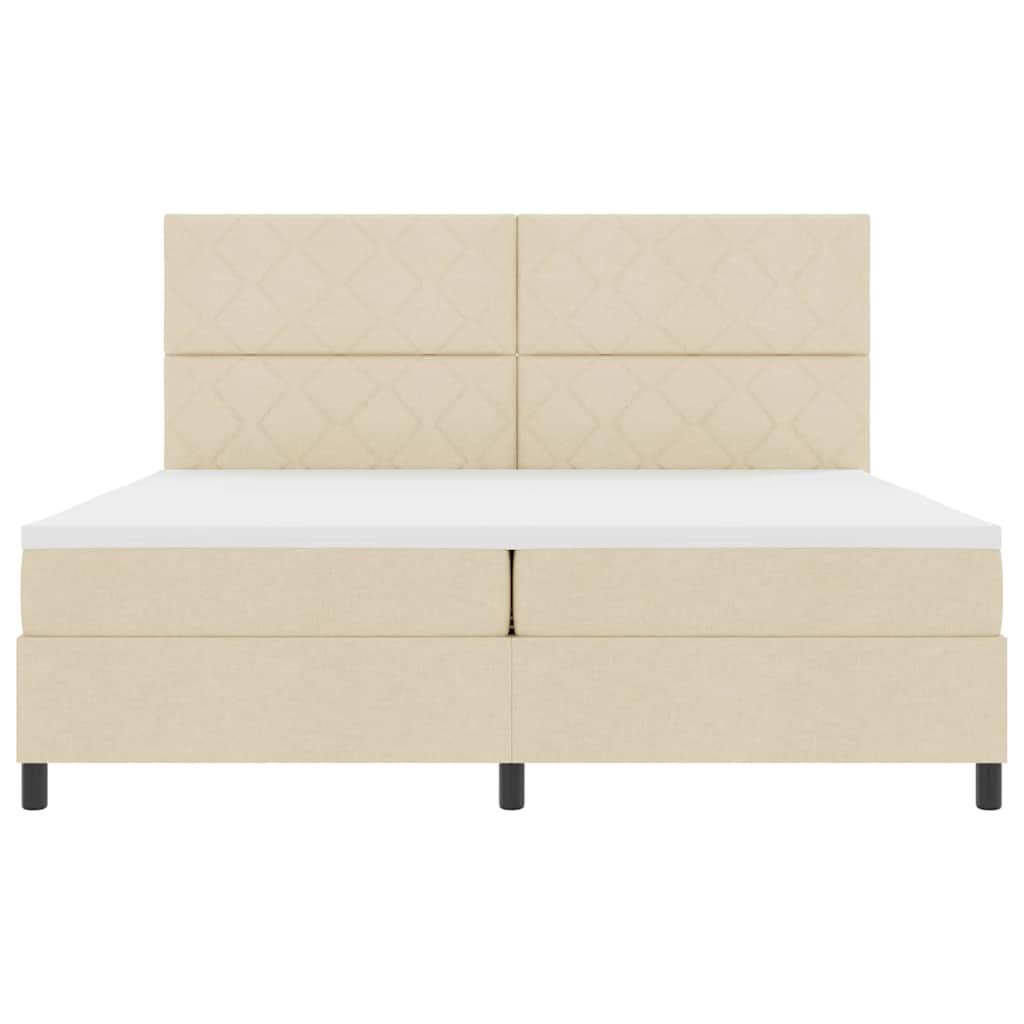 Box spring seng med madras med LED Creme 200 x 200 cm Stof