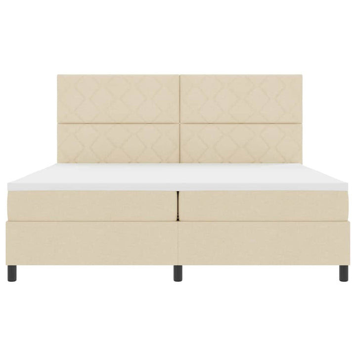 Box spring seng med madras med LED Creme 200 x 200 cm Stof