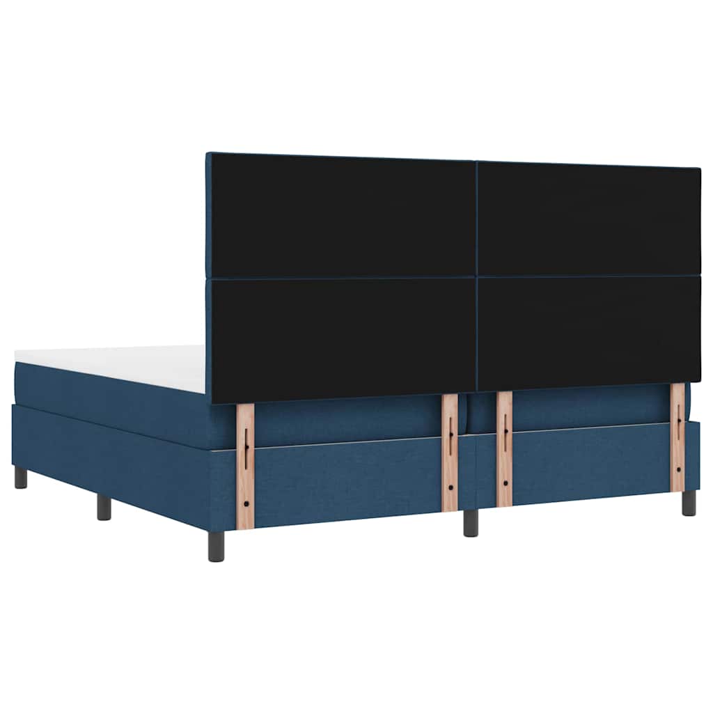 Box spring seng med madras med LED Blå 200 x 200 cm Stof