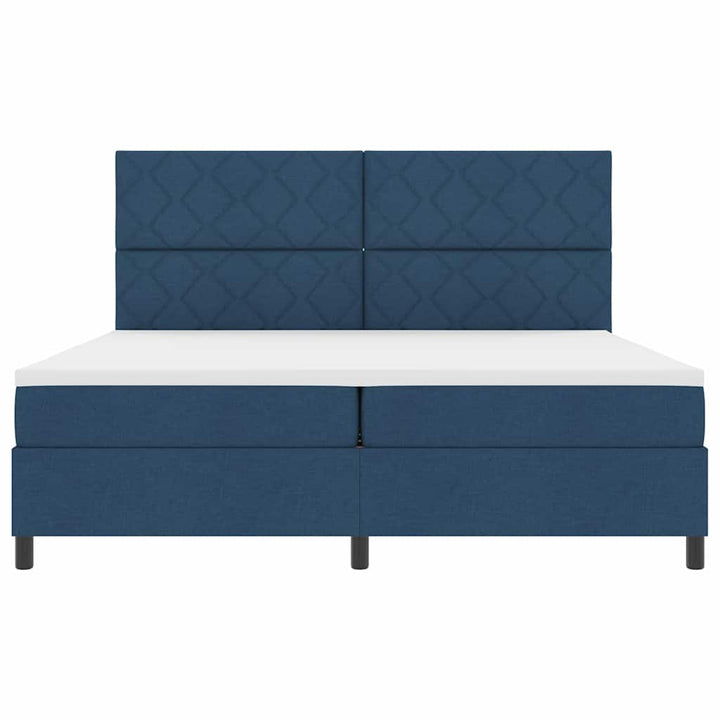 Box spring seng med madras med LED Blå 200 x 200 cm Stof