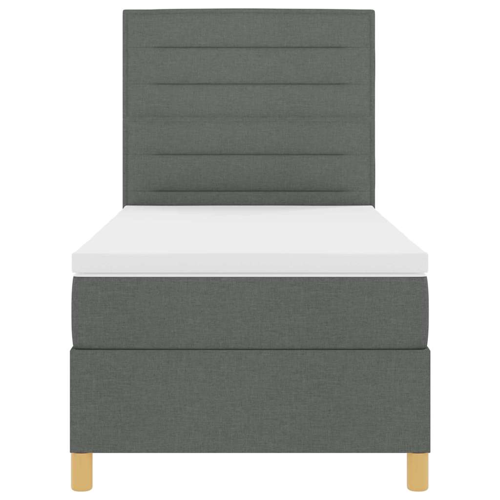 LED Box Spring Bed med hovedgærde Mørkegrå 90 x 190 cm Stof