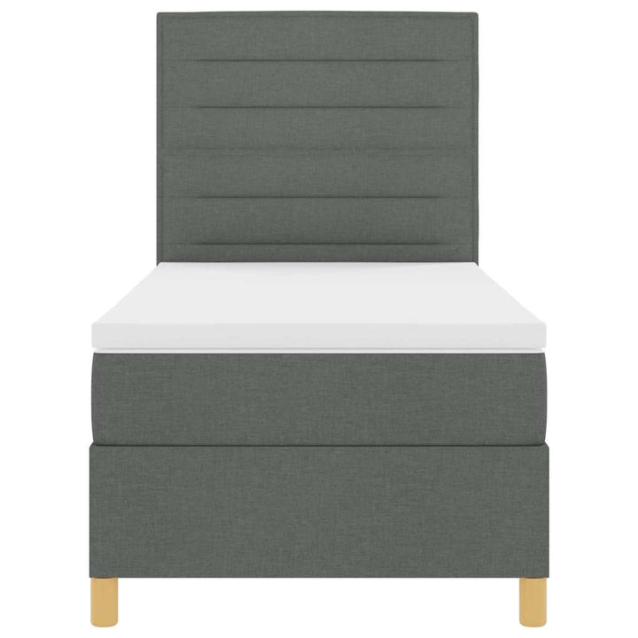 LED Box Spring Bed med hovedgærde Mørkegrå 90 x 190 cm Stof