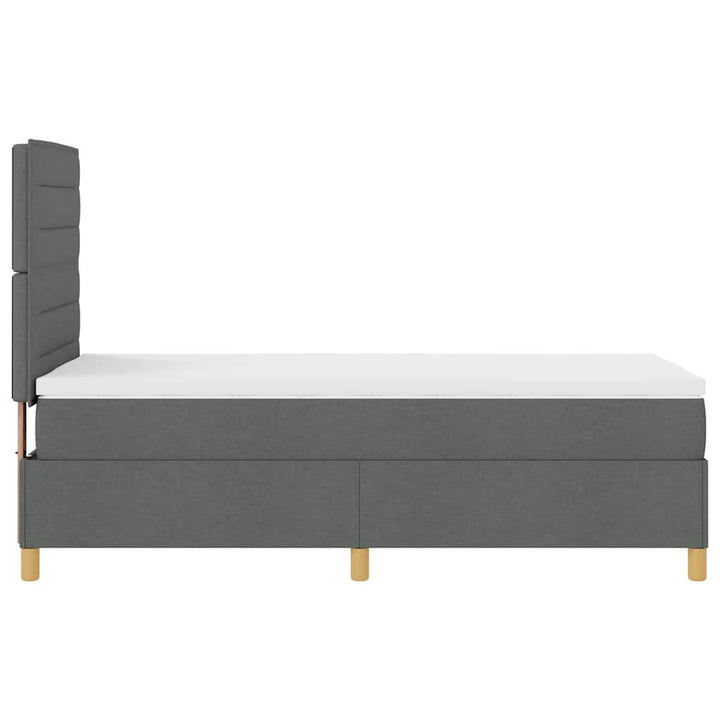 LED Box Spring Bed med hovedgærde Mørkegrå 90 x 200 cm Stof