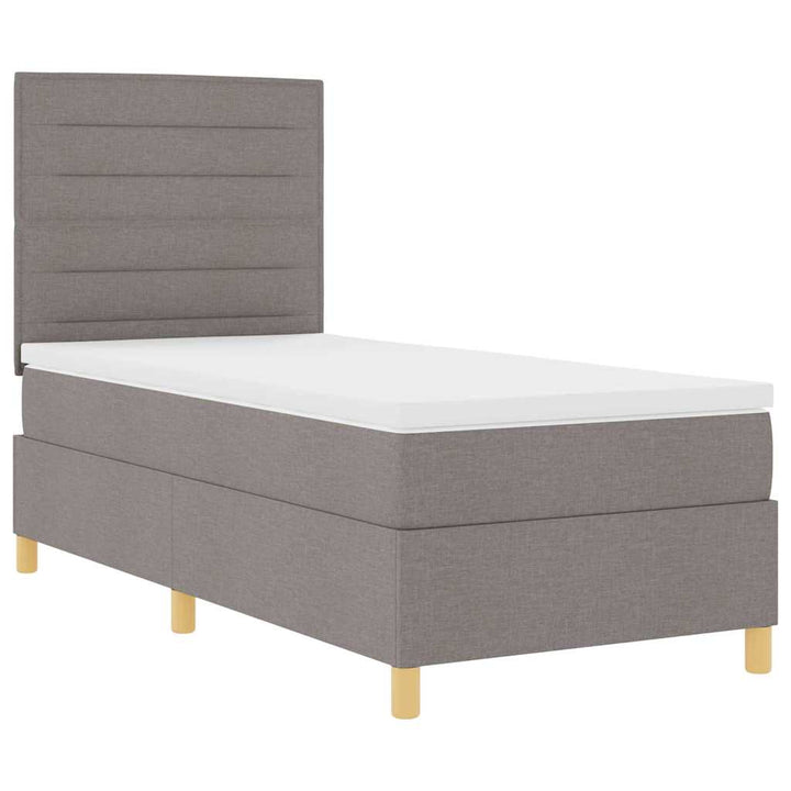 LED Box Spring Bed med hovedgærde Gråbrun 100 x 200 cm Stof