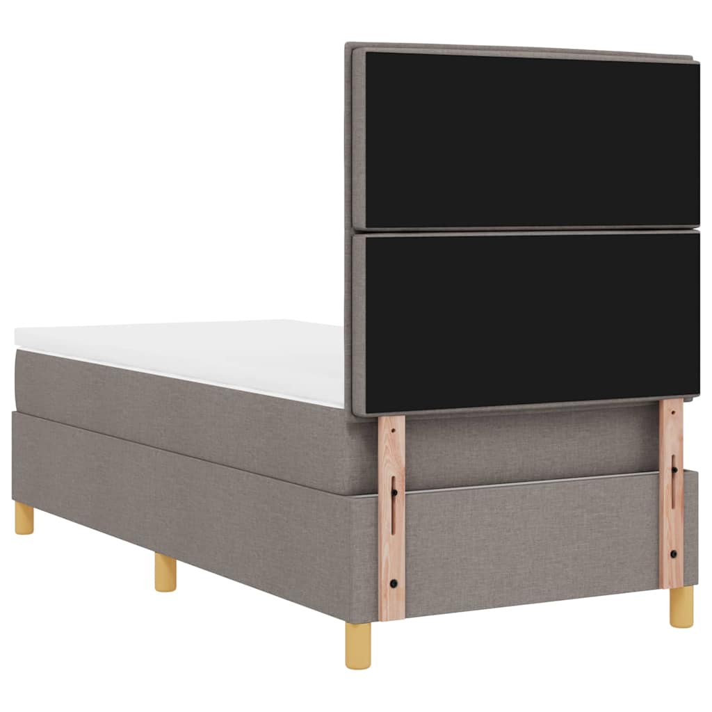 LED Box Spring Bed med hovedgærde Gråbrun 100 x 200 cm Stof