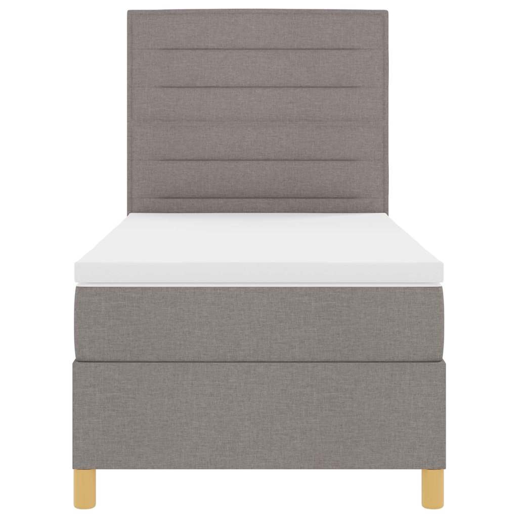 LED Box Spring Bed med hovedgærde Gråbrun 100 x 200 cm Stof