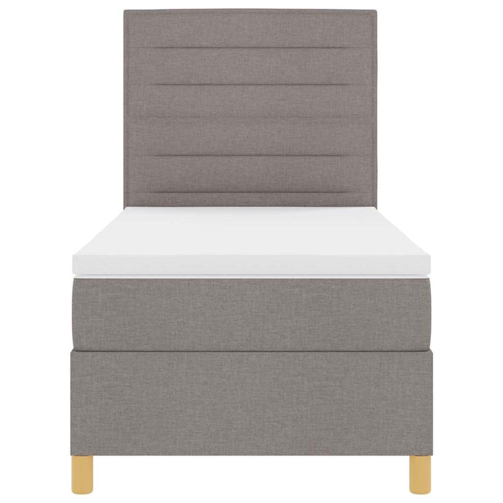 LED Box Spring Bed med hovedgærde Gråbrun 100 x 200 cm Stof